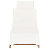 NNEVL Folding Sun Lounger with Cream White Cushion Solid Teak Wood