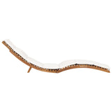 NNEVL Folding Sun Lounger with Cream White Cushion Solid Teak Wood