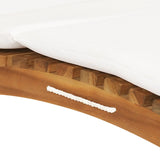 NNEVL Folding Sun Lounger with Cream White Cushion Solid Teak Wood