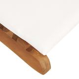 NNEVL Folding Sun Lounger with Cream White Cushion Solid Teak Wood