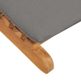 NNEVL Folding Sun Lounger with Dark Grey Cushion Solid Teak Wood