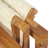 NNEVL Folding Director's Chair Solid Teak Wood Cream White