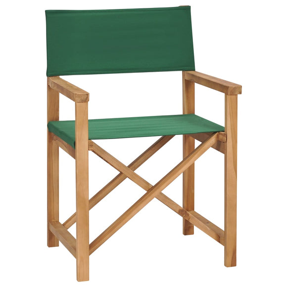 NNEVL Folding Director's Chair Solid Teak Wood Green