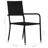 NNEVL Outdoor Dining Chairs 4 pcs Poly Rattan Black