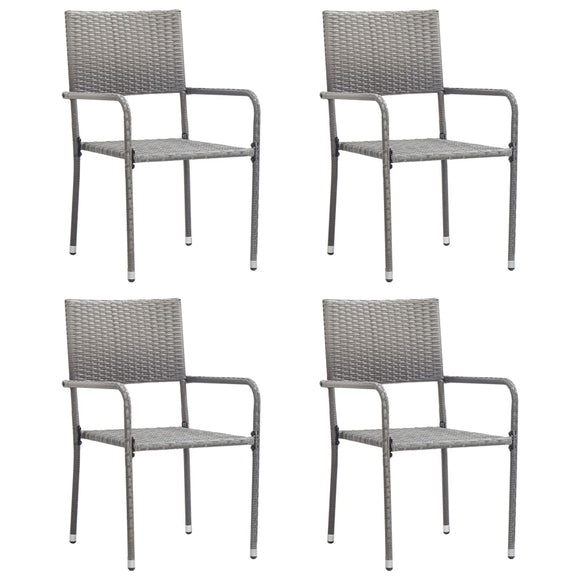 NNEVL Outdoor Dining Chairs 4 pcs Poly Rattan Anthracite