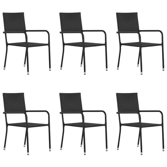 NNEVL Outdoor Dining Chairs 6 pcs Poly Rattan Black