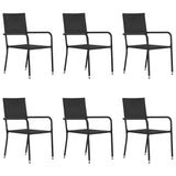 NNEVL Outdoor Dining Chairs 6 pcs Poly Rattan Black