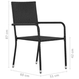 NNEVL Outdoor Dining Chairs 6 pcs Poly Rattan Black