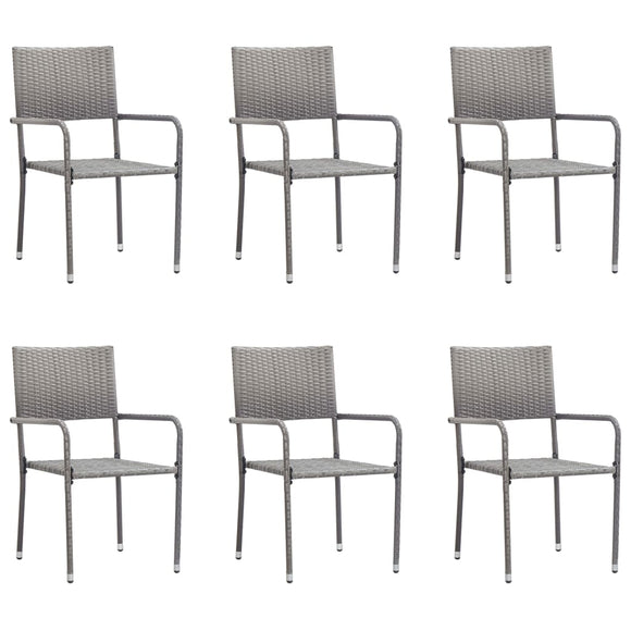 NNEVL Outdoor Dining Chairs 6 pcs Poly Rattan Anthracite