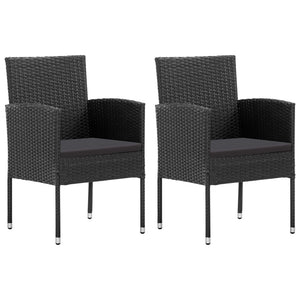 NNEVL Garden Chairs 2 pcs Poly Rattan Black
