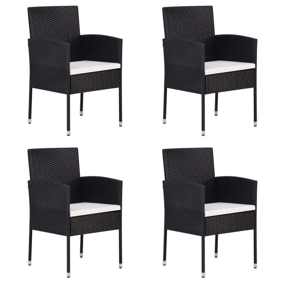 NNEVL Garden Chairs 4 pcs Poly Rattan Black
