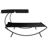 NNEVL Outdoor Lounge Bed with Canopy and Pillows Black