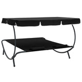 NNEVL Outdoor Lounge Bed with Canopy and Pillows Black