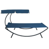 NNEVL Outdoor Lounge Bed with Canopy and Pillows Blue