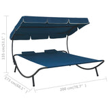 NNEVL Outdoor Lounge Bed with Canopy and Pillows Blue
