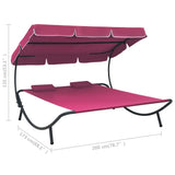 NNEVL Outdoor Lounge Bed with Canopy and Pillows Pink