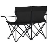 NNEVL 2-Seater Foldable Camping Chair Steel and Fabric Black