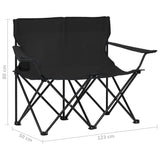 NNEVL 2-Seater Foldable Camping Chair Steel and Fabric Black