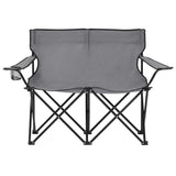 NNEVL 2-Seater Foldable Camping Chair Steel and Fabric Grey