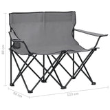 NNEVL 2-Seater Foldable Camping Chair Steel and Fabric Grey