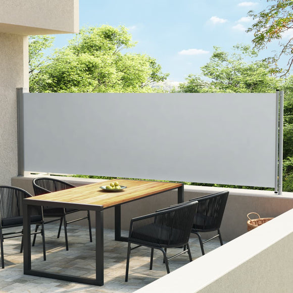 NNEVL Patio Retractable Side Awning 140x600 cm Grey
