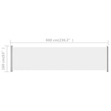 NNEVL Patio Retractable Side Awning 600x160 cm Cream