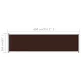 NNEVL Patio Retractable Side Awning 600x160 cm Brown