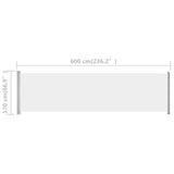 NNEVL Patio Retractable Side Awning 600x170 cm Cream