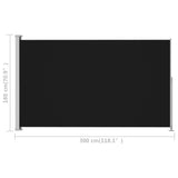 NNEVL Patio Retractable Side Awning 180x300cm Black
