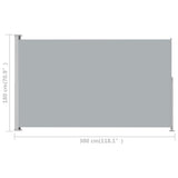 NNEVL Patio Retractable Side Awning 180x300cm Grey