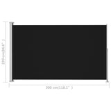 NNEVL Patio Retractable Side Awning 220x300cm Black