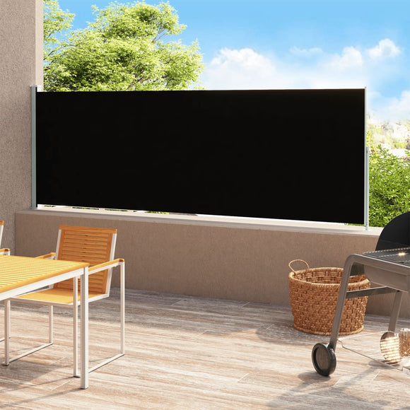 NNEVL Patio Retractable Side Awning 220x500cm Black