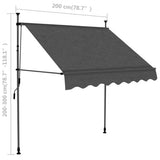NNEVL Manual Retractable Awning with LED 200 cm Anthracite
