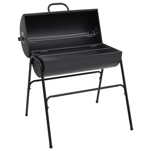 NNEVL Barrel Grill with 2 Cooking Grids Black 80x95x90 cm Steel