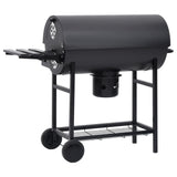 NNEVL Barrel Grill with Wheels and Shelves Black Steel 115x85x95 cm