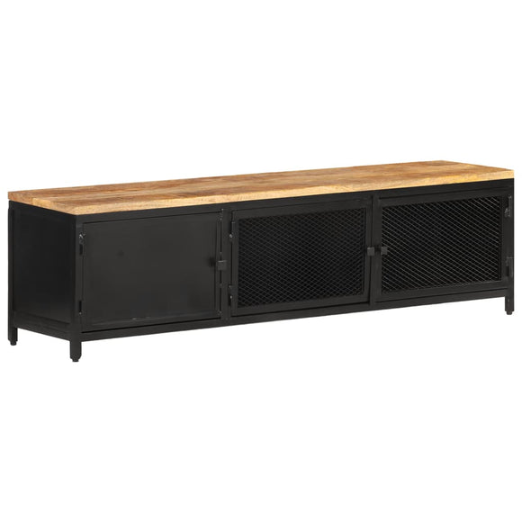 NNEVL TV Cabinet 130x30x37 cm Solid Rough Mango Wood