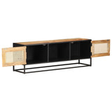 NNEVL TV Cabinet 120x30x40 cm Rough Mango Wood and Natural Cane