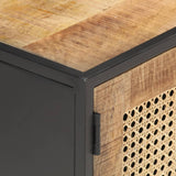 NNEVL TV Cabinet 120x30x40 cm Rough Mango Wood and Natural Cane