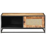 NNEVL Coffee Table 90x50x35 cm Rough Mango Wood and Natural Cane
