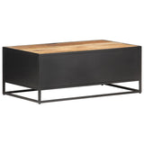 NNEVL Coffee Table 90x50x35 cm Rough Mango Wood and Natural Cane