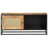 NNEVL TV Cabinet 90x30x40 cm Rough Mango Wood and Natural Cane