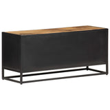 NNEVL TV Cabinet 90x30x40 cm Rough Mango Wood and Natural Cane