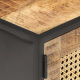 NNEVL TV Cabinet 90x30x40 cm Rough Mango Wood and Natural Cane