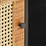 NNEVL TV Cabinet 90x30x40 cm Rough Mango Wood and Natural Cane