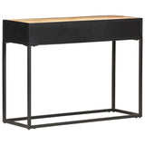 NNEVL Console Table 100x35x75 cm Rough Mango Wood and Natural Cane