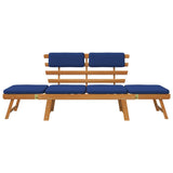 NNEVL Garden Bench with Cushions 2-in-1 190 cm Solid Acacia Wood