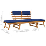 NNEVL Garden Bench with Cushions 2-in-1 190 cm Solid Acacia Wood