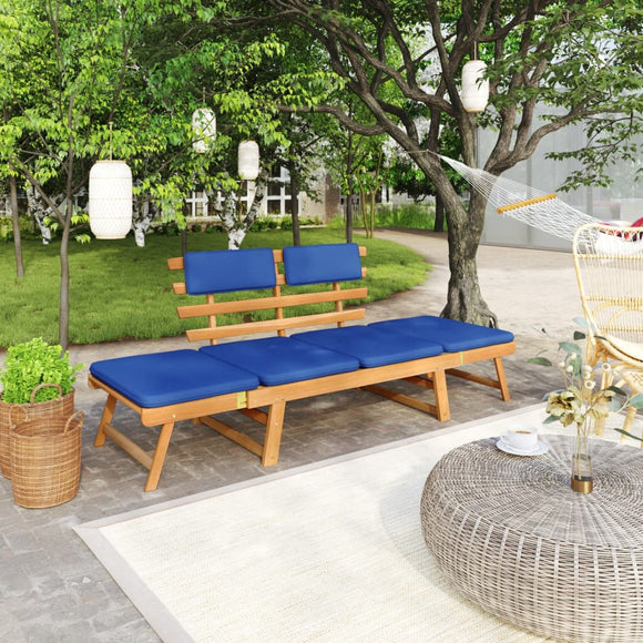 NNEVL Garden Bench with Cushions 2-in-1 190 cm Solid Acacia Wood