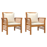 NNEVL Sofa Chairs with Cream White Cushions 2 pcs Solid Wood Acacia
