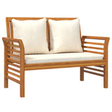 NNEVL Sofa Bench with Cream White Cushions Solid Wood Acacia